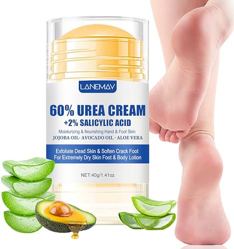 60% + 2% Urea Creme Fußpflegecreme - Foot Cream Stick Fusscreme sehr Trockene füsse Hornhaut, Feuchtigkeitsspendende & Rissfreie Fußcreme, Maximale Stärke für Hand, Fuß und Körperpflege (40g)
