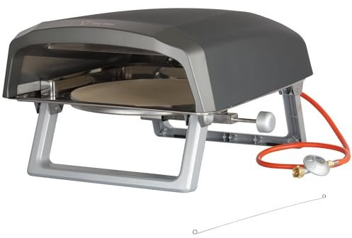 BBQ-Toro Gas Pizzaofen mit Drehfunktion | Mobiler Pizza Ofen mit Pizzastein | 8,5 kW | Gasofen, Gasgrill Camping | Pizzaofen 360° Drehbar (Pizzaofen mit rundem Pizzastein)