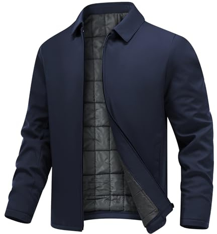 Allthemen Chaqueta Invierno Hombre Solapa Bomber Cálida con Cremallera Cazadora Casual Entretiempo a Prueba de Viento