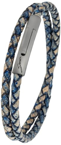 Simaru Premium läderarmband tillverkat i Tyskland, för kvinnor och män, unisex äkta läderarmband flätat med krok i rostfritt stål, hudvänligt