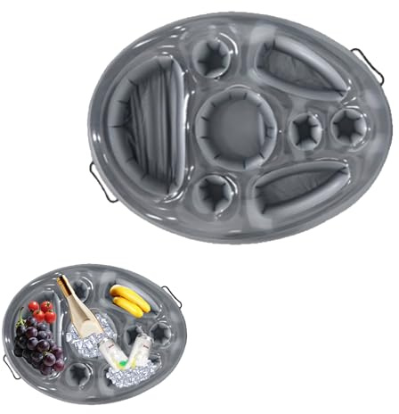 HUSHAX 2-In-1 Floating Tray Floating Cup Holder,Inflatable Floating Drink Holder,Hot Tub Accessories,Serving Trays For Indoor Outdoor Summer Beach Luau Party, Picnic, And Pool Party