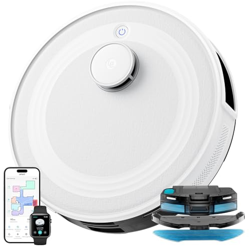 Lefant M2 Robot Vacuum Cleaner with Mop Room Mapping, 6000Pa, dToF Laser Navigation, 140 Minute, 2.4G/5G Wi-Fi/App/Alexa, Customizable Cleaning, Ideal for Carpets, Hard Floors and Many Furnished Homes