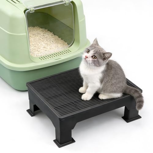 Katzentoilette Stufenrampe Höhenverstellbar Katzenrampe für Katzentoilette, 41 × 31 × 16 cm Katzentoilette Auffangbehälter mit Filterfunktion Katzen Stufen für kleine, ältere Katzen