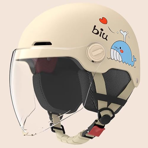 Casco da moto per bambini con visiera parasole, casco da moto aperto omologato ECE 22.06 per bambini e bambine dai 3 ai 12 anni 4,48~55cm