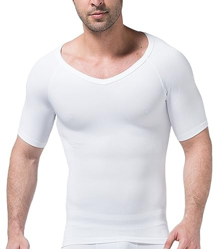 HLTYGWX Män Kompressionsskjortor Shapewear Brö Mage Kontroll Kroppsbantning Undertröja Träningsvä