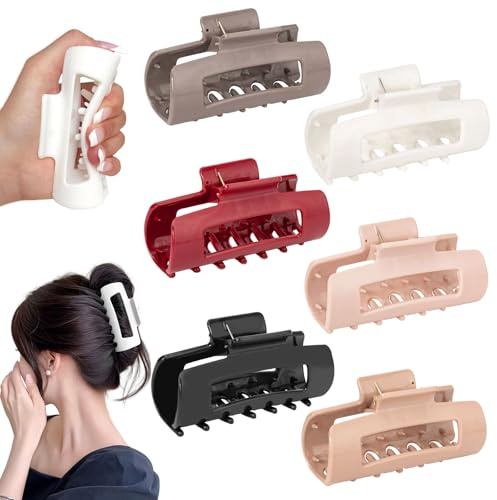 6 Stück Silikon Haarklammer, Flexible Haarklammern aus Silikon für Frauen, Soft Hair Clip Rutschfest, Biegbare, Starker Halt, Nicht Abnehmbar, Große Haarspange für Dünnes Dickes oder Lockiges Haar