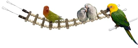 Fågeltrappa Trä Svängbro med Krokar | Klättringsleksaker för Fågelbur och Klättring För Hamster, Turturduvor, Conure, Ara, Ekorre,