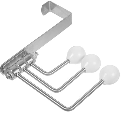 HOMSFOU Crochet de Porte Inox sans Perçage 3 Boules pour Serviettes, Vêtements et Clés, Accroche-porte Multifonction Compacte, Porte-manteau Suspendu Cuisine et Chambre
