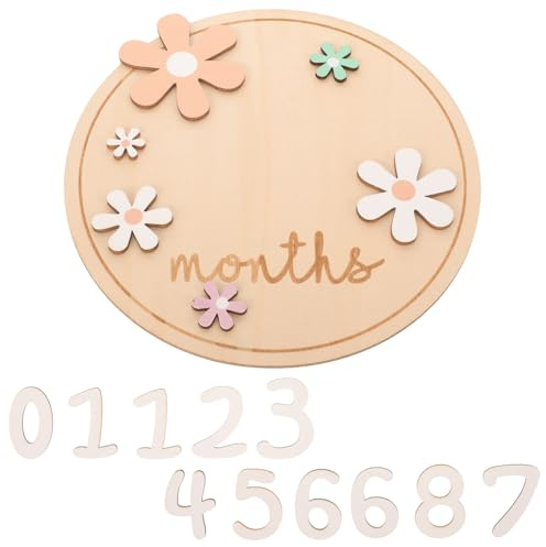 TOYZFRIENDY Cartes de Jalons Mensuels pour Bébé en Bois Surface Lisse et Bords Arrondis, Accessoires Photo pour Annonce Naissance la Maison ou Fête