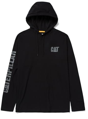 Caterpillar Camisetas de Manga Larga con Capucha de UPF con Protección UPF 50, Control de Humedad Y Logotipo de Gato En La Manga Camiseta Hombre