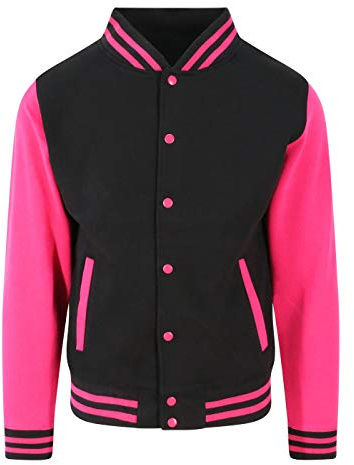 AWDis Herren Pocket Varsity (1er Pack), Tiefschwarz/Hot Pink, S