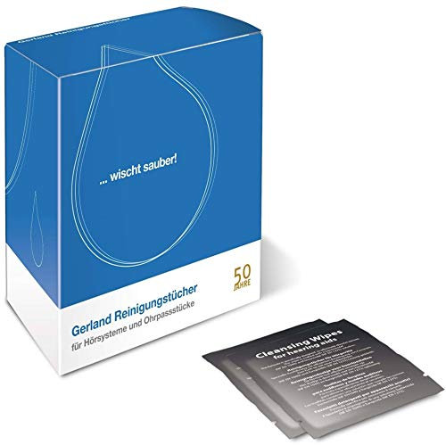 Gerland Reinigungstücher – Feuchttücher für Hörgeräte, Otoplastiken & Ohrstöpsel – Einzeln verpackt – Entfernt Ohrenschmalz – 30 Stück