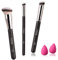 FITDON 3 Pièces pinceaux pour fond de teint anti-cernes et 2 Pièces mini éponges de maquillage pour estomper la crème liquide, la poudre, le polissage, le pointillage