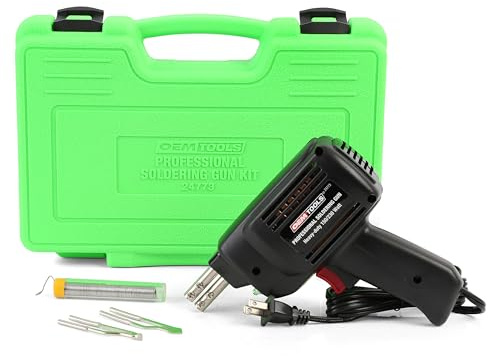 OEMTOOLS 24773 Professional Soldering Gun Kit with Case, Includes 2 Soldering Gun Tips and Rosin Core Solder, Automotive and Electronic Soldering Kit
