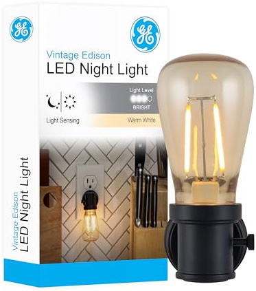 GE Vintage Edison Night Light Plug Into Wall, Dusk to Dawn Sensor