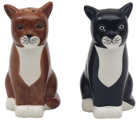 Lesser & Pavey British Designed Salt and Pepper Sets | Salt and Pepper Shaker for All Type of Kitchens | Salt Shaker & Pepper Shaker Perfect for Home or Businesses - Cat
