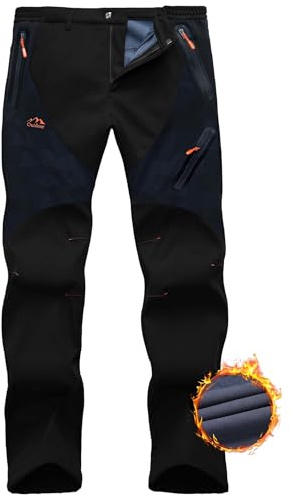 HFDWYJ Homme Pantalon Ski Imperméable Pantalon Randonnée Softshell Thermique Étanche Coupe-Vent Hiver Pantalon de Montagne Neige Escalade