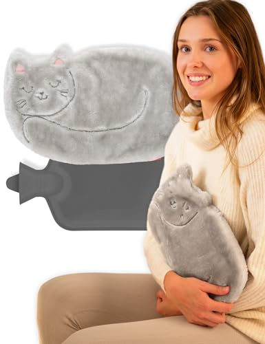 soxo Varmvattenflaska Hot Water Bottle Värme Heater Värmare Värmeflaska Plyschöverdrag Lindrar Muskelvärk Katt Med Öron | Period och ryggsmärtlindring, lama och räv tema