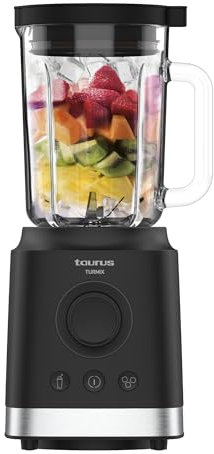 Taurus - Batidora De Vaso Turmix | 2000W | 1.8L | 3 Funciones | Picadora De Hielo | Smoothie | TURBO | Jarra De Vidrio Con Función Lock System | Cuchillas De 6 Hilos De Acero Inoxidable
