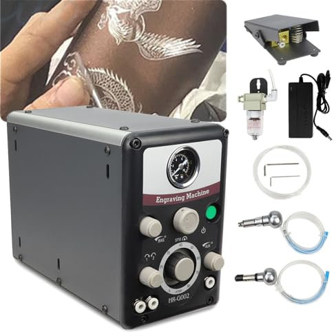 MFYDPP Kit De Herramientas De Grabado,máquina Neumática De Grabado De Joyería,máquinas Neumáticas De Grabado A Mano 400-8000 RPM,para Bricolaje Arte Tallado Vidrio Madera Metal Piedra Plástico