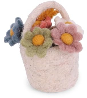 Gry & Sif – 14234 – trädhänge, korg med blommor, flerfärgad, filt, 9 cm x 6 cm x 5 cm, handarbete