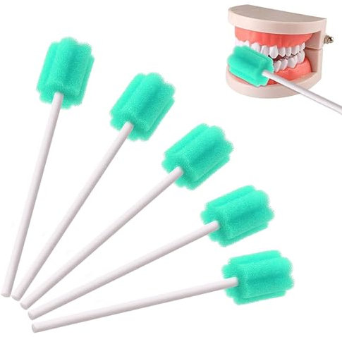 100 Stück Mundpflegestäbchen, Mundhygiene, Mundpflegestäbchen Wattestäbchen, Geschmack Neutral, Mundpflegestäbchen für Reinigung Zahnkliniken (grün)