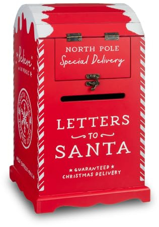 BONAFIDE Christmas Post Box, Post Letter Box for Home, Wall Hanging Santa Letter Box For Outside, Large Traditional Post Box Mailbox, Christmas Mail Box Decoration, Wall Mailbox