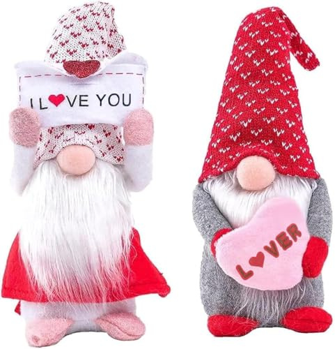 Zemolo Valentines Gifts for Girlfriend Wife Valentines Day Decorations Gnomes Gonk Valentines Day Handmade Plush Gnome Dolls Gonk Mini Faceless Dwarf Elf for Home Tabletop Decor