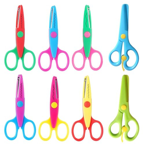 EnixwH 8 Pezzi Forbici Bambini Forbici Zig Zag per Carta Taglio Di Carta per Bambini, per Allenamento Pre-Scolastico, Insegnamento Artistico, Bricolage Creativo Decorazione Fai Da Te