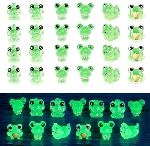 Wekuw 24 pezzi Rane Luminose Figure Luminose per Decorazione da Giardino, Mini Figure in Resina per Piante in Vaso, Principessa Elfo per Decorazione del Giardino, Micro Scene per la Camera da Letto
