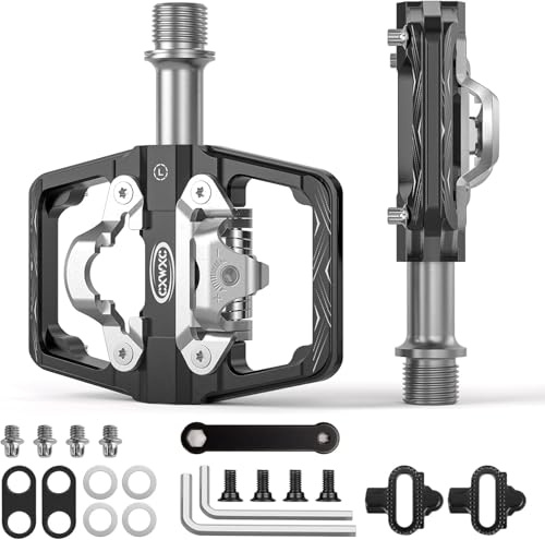 Pedales para Bicicleta de montaña compatibles con calas Shimano SPD - Pedales de Doble Cara Plataforma y automáticos, Pedales de Plataforma de 9/16” y automáticos para Carretera, MTB (Negro)