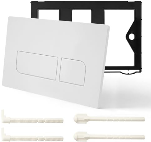 Plaque de commande wc suspendu, plaque de déclenchement wc double chasse avec tiges de chasse et cadre de montage, compatible avec séries GEBERIT SIGMA01/20/30/50 UP300 et UP320 (Blanc)
