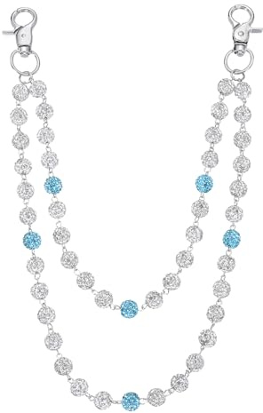 QUARKZMAN Collar De Cadera De Cuentas Cerámicas, Llavero De Monedero Con Rhinestones Brillantes Para Mujer, Cadenas De Bolsillo Para Jeans Por Capas Para Hombre Y Mujer, Accesorios