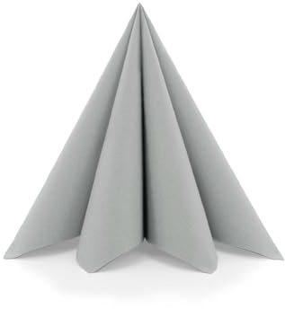 Sovie HOME Serviette in SILBER (einseitig farbig) aus Linclass Airlaid, 40 x 40cm, 1/4 Falz, 12 Stück, elegante Einwegservietten für festliche Anlässe
