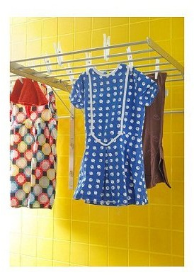 QQOUTLET Wall Mounted Clothes Drying Rack - Stainless Steel Collapsible Laundry Rack - Space Saving Folding Accordion Dryer for Indoor & Outdoor Use (22Wx21Dx19H)