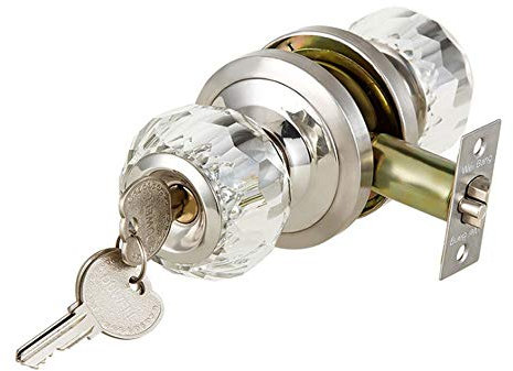 NUZAMAS Cerraduras de puerta con perilla de cristal de cristal, juego de cerradura de puerta con cerradura de llave, pomos de puerta interior exterior, dormitorio, puertas de cuarto de lavandería