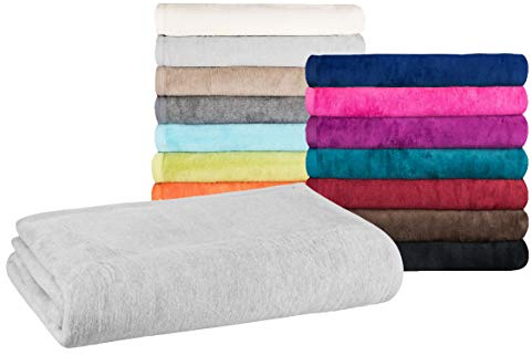 MOON - Couverture classique grande taille 220 x 240 cm grise - Couverture en laine unie - Mélange de coton facile d'entretien