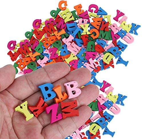 300Pcs Lettere in legno Forma di alfabeto colorato per la decorazione della festa di compleanno di Natale Giocattoli per bambini per cucire Scrapbooking Card Making Craft Diy Accessories