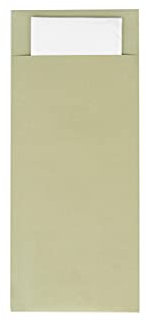 Mank Bestecktasche 85 x 200 mm, mit 2-lagiger Tissue-Serviette in Weiß, Besteckhülle, Besteckbeutel in verschiedenen Farben (Oliv, 100)