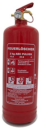 2kg Pulverlöscher, Feuerlöscher, Autolöscher, ABC Pulver, Pulver Feuerlöscher inkl. Halterung und Prüfschild