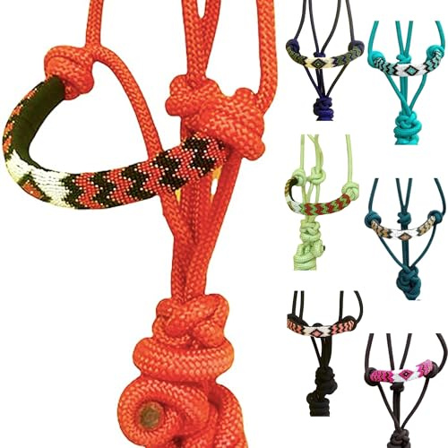 Majestic Ally Padded Beaded Nose Braided Rope Halter with 10' Matching Lead (Red)
