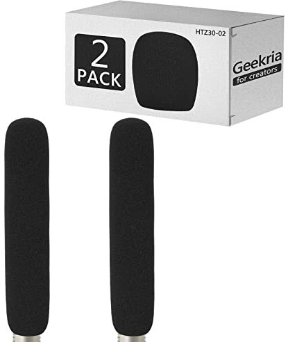 Geekria for Creators Windschutz aus Schaumstoff für Mikrofone mit 3/4 Zoll Durchmesser, Schaumstoffhülle, Schaumstofffilter, kompatibel mit Sennheiser MKH 416-P48U3 (8 Zoll/20,3 cm), 2 Stück