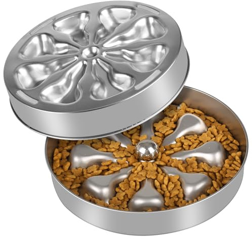 Oiwliur Slow Feeder Dog Bowls – Stainless Steel Non-Slip Metal Bowl for Slow Feeding, 5 Cups Large Capacity, Double-Sided Design for Dry, Wet, or Raw Food, Ideal for Small, Medium, Large Dogs