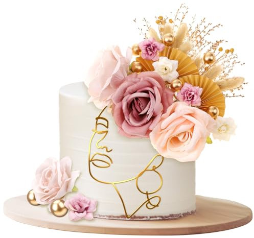 Camptrip 22 Stück Boho Cake Topper Geburtstag, Tortendeko Gold Hochzeit Tortendeko MäDchen Tortendeko Blumen Minimalistische Kunst Tortendekoration für Geburtstag Hochzeit Valentinstag Baby Party