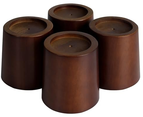 OneDream trä säng möbelhöjare block – 10 cm set med 4 sänghöjare, kraftiga massiva trähöjare, soffhöjare med halkfri dyna, skapar förvaringsutrymme och enkel rengöring för soparen