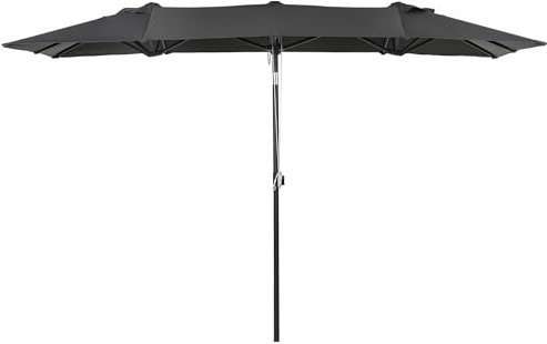 Outsunny Sonnenschirm, 150 x 295cm Gartenschirm, Doppelsonnenschirm mit verstellbarem Neigungswinkel, Marktschirm für Terrasse, Polyester, Grau