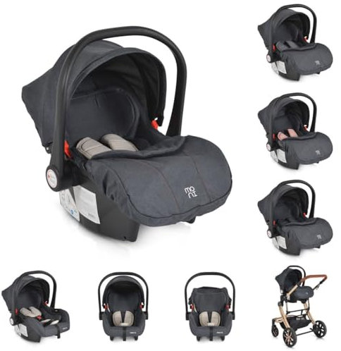 Moni Babyschale Trio i-Size (40-87cm) Adapter, Fußabdeckung, weiches Kissen, Farben:beige