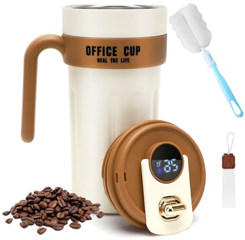 Gohytal Kaffeebecher to go, Digitalanzeige Thermosflaschen 650ml, Edelstahl Travel Mug Trinkbecher mit Deckel und Griff Thermobecher,Termokaffeebecher für Kaffee und Tee unterwegs,Coffee to go Becher