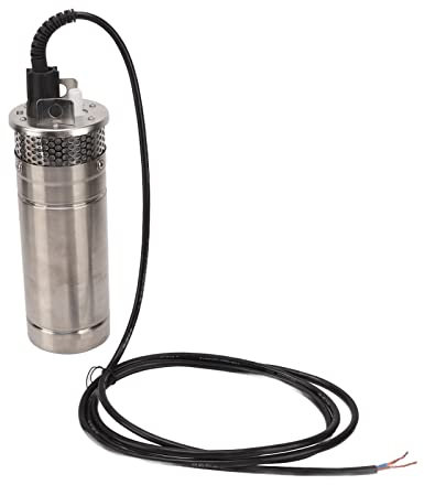 Submersible Deep Well Pump, 3.2GPM Deep Well Pump Max Lift 70m Stainless Steel Body for Agriculture (DC12V)