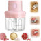 Electric Food Chopper, Mini Food Chopper, Kitchen Food Processor and Blender, Glass Bowl Vegetable Grinder, USB Charging for Fruit Pepper Chili Vegetable Onion Meat (100ML)